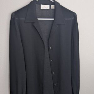 Vintage Dana Buchman Fine Knit 100% Wool Cardigan